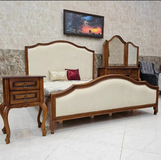 سرویس خواب دو نفره فرانسوی ابزاری تمام چوب راش مدل کلاسیک